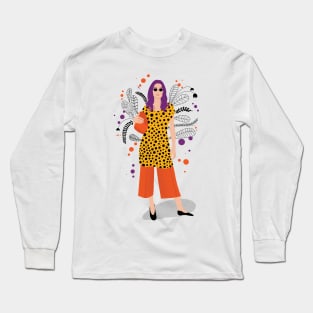 Trendy flower lady Long Sleeve T-Shirt